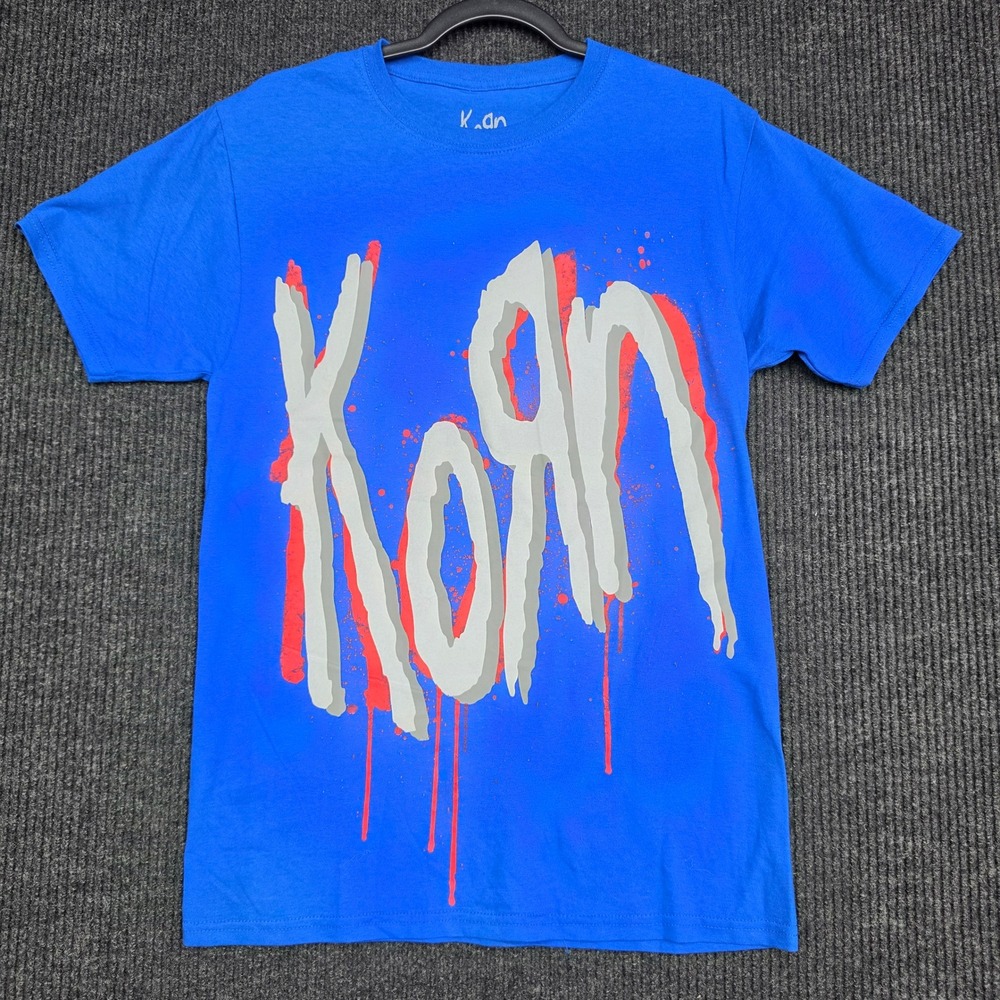 NWOT Korn Band Graphic T-Shirt Blue Mens Medium Short Sleeve Nu Metal Rock Tee